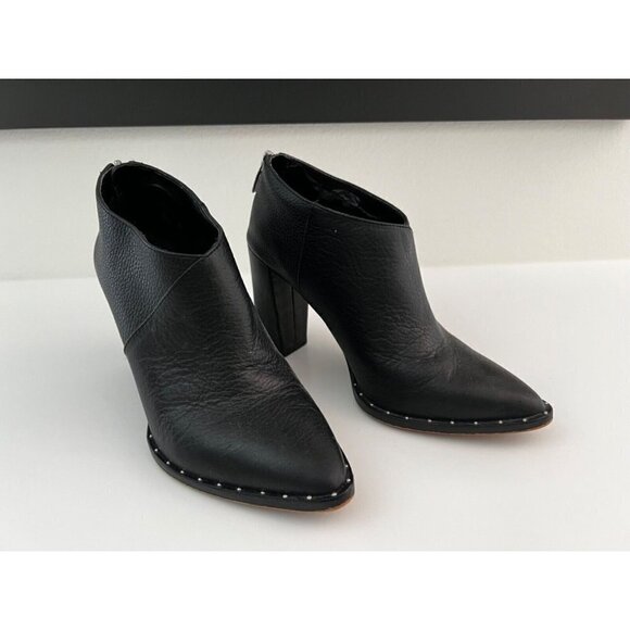 Vince Camuto Shoes - Vince Camuto Loranda Black Leather Booties Pointed Studded Ankle Boots 5.5M